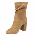 High-heeled Martin Boots Round Toe Short Boots Women's Thick Heel Single Boots Plus Size