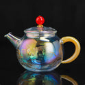 Glow Gold And Silver Fired Glass Teapot With Filter Thickening Heat Resistant Teapot