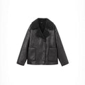 Women's Clothing Retro Lapels Fur Integrated Loose Jacket