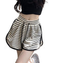 Women's Versatile Casual High Waist Striped Elastic Waist Shorts