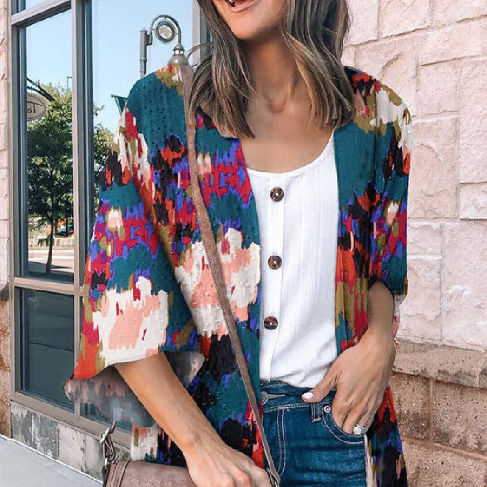 Women's Fashion Printing Coat Top