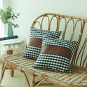 Simple Small Plaid Leather Splicing Pillow Cover Is Comfortable