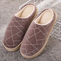 Winter House Shoes Geometry Pattern Print Slippers With Warm Plush