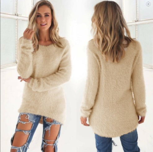 Solid Color Long Sleeve Women's Sweater Top