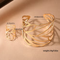 Creative Metal Design Sense Hollow Leaves Opening Ring Bracelet Suit