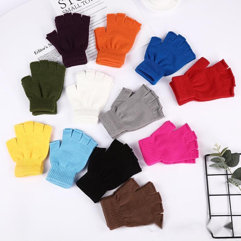 Autumn And Winter Thin Knitted Half Finger Gloves Adult Riding Cold-proof