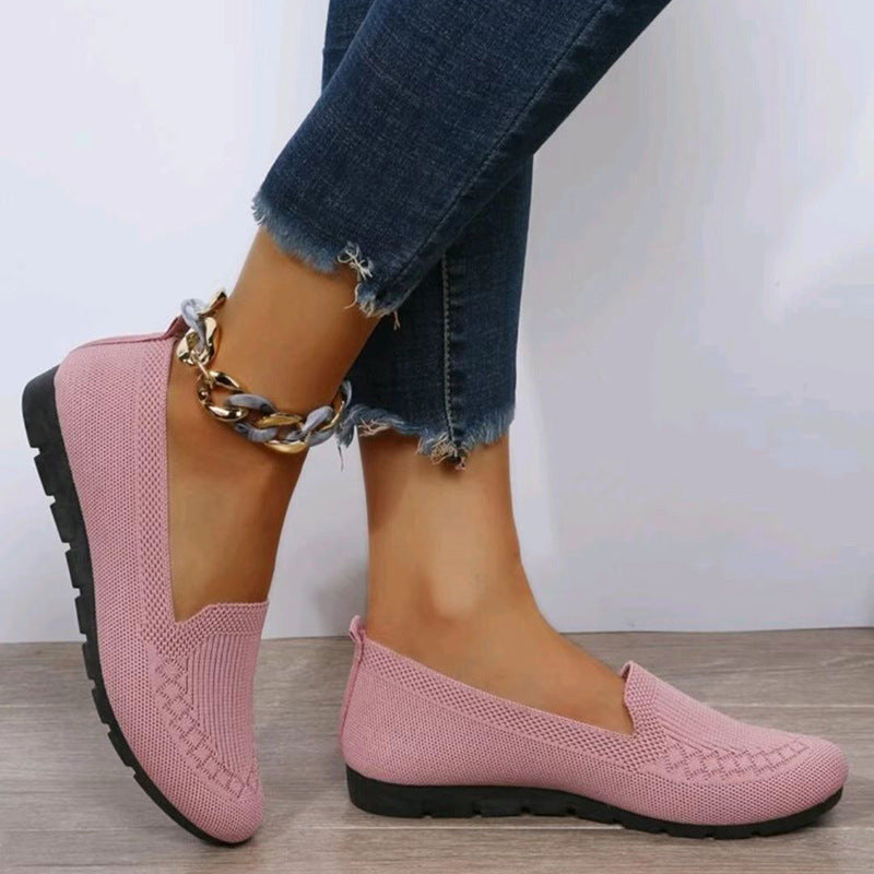 Casual Mesh Flats Shoes Fashion Solid Color Round Toe Loafers Cozy Lazy Shoes