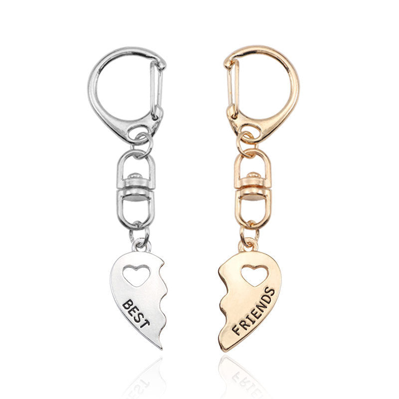 Creative Two-piece Set Golden And Silver Love Good Friends Good Girlfriends Keychain