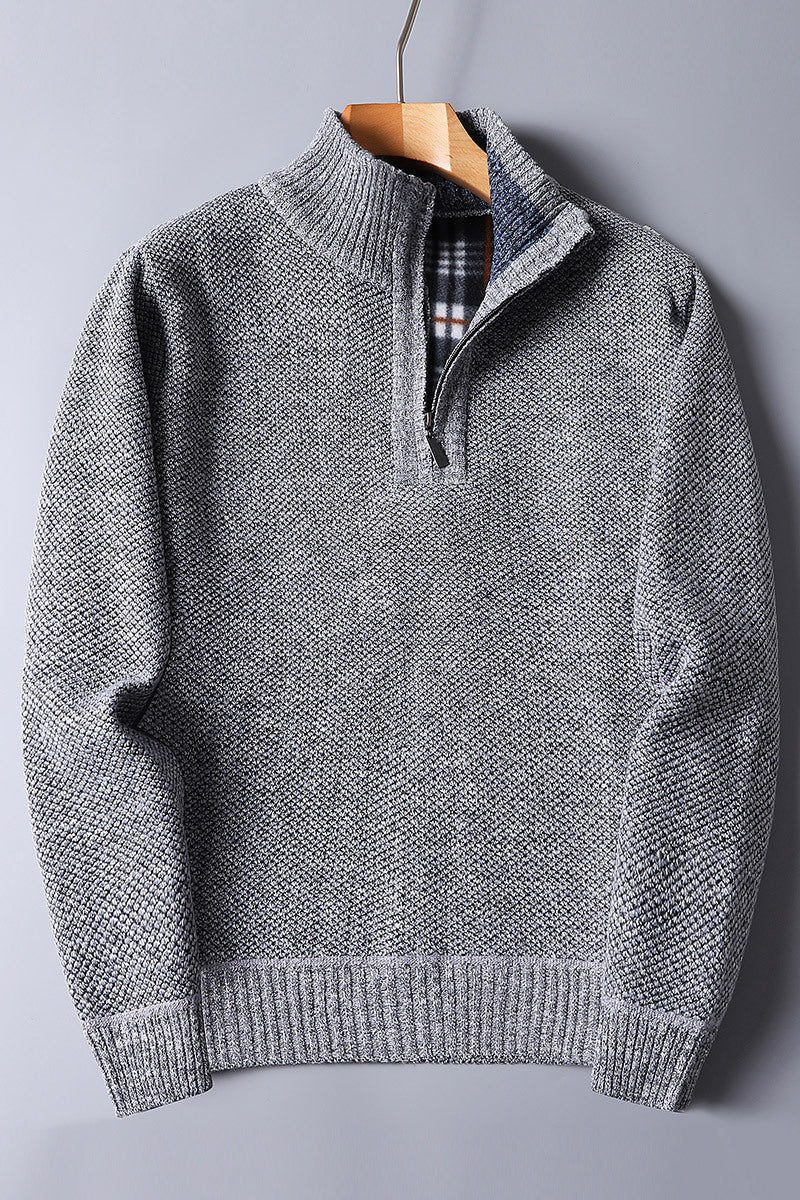 Loose Knit Coat Plush Men's Zipper Sweater