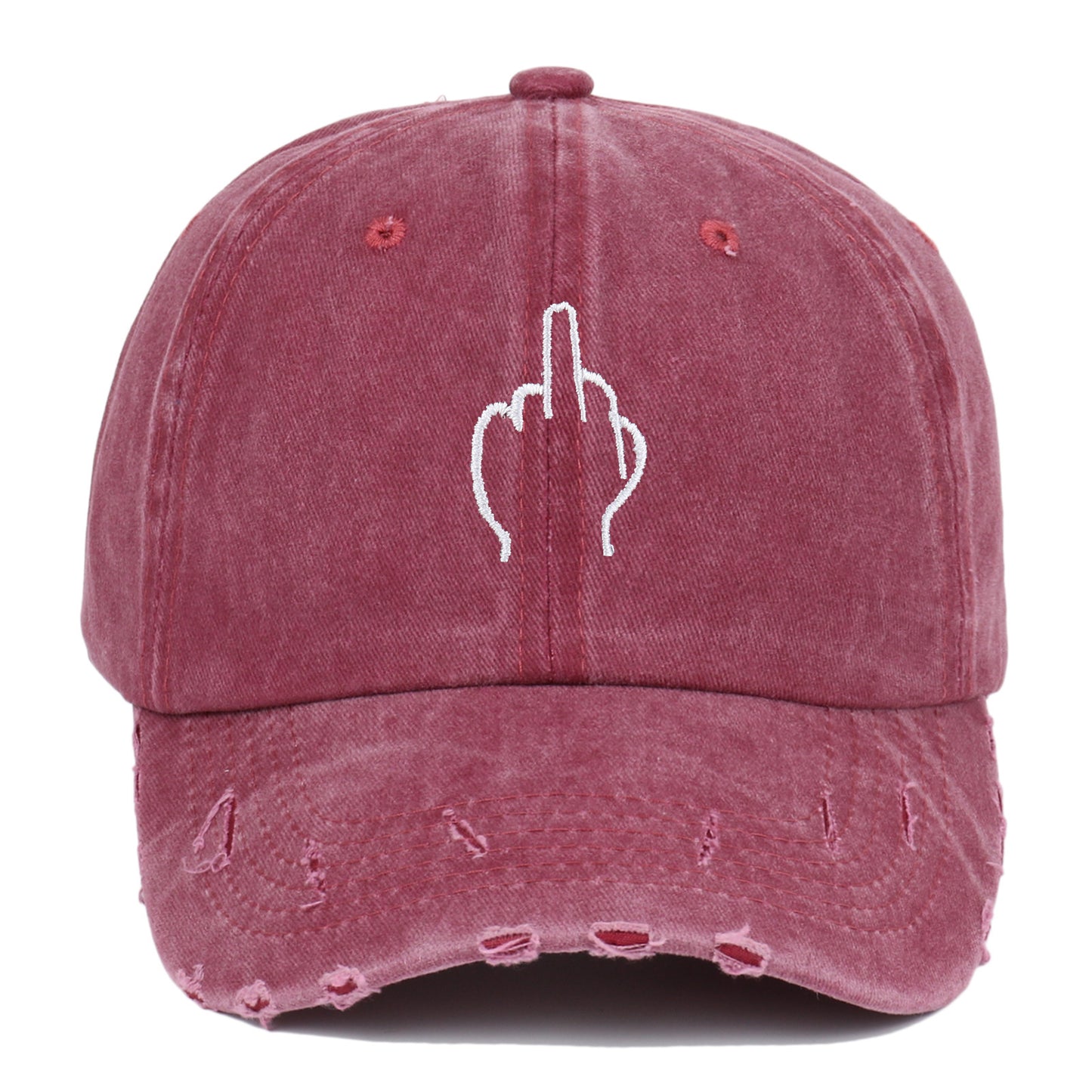 Retro Gesture Embroidered Peaked Cap Women's Make Old Ripped Baseball