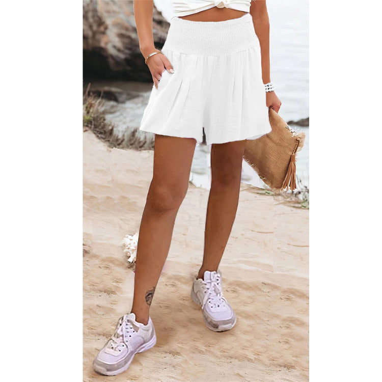 European And American Solid Color High Waisted Shorts Casual Pants