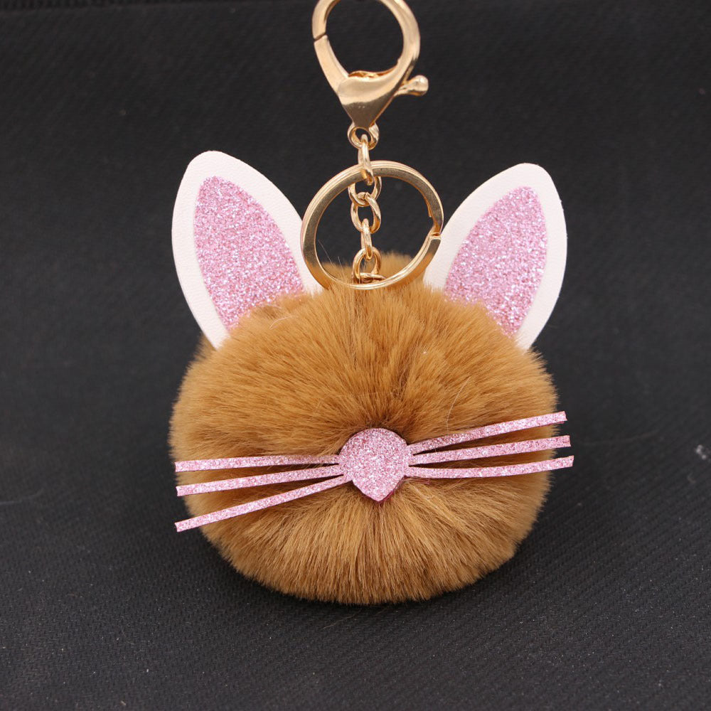 Personalized Ears Kitten Beard Plush Cute Keychain