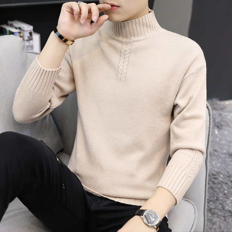 Men's Pure Color Half Collar Sweater