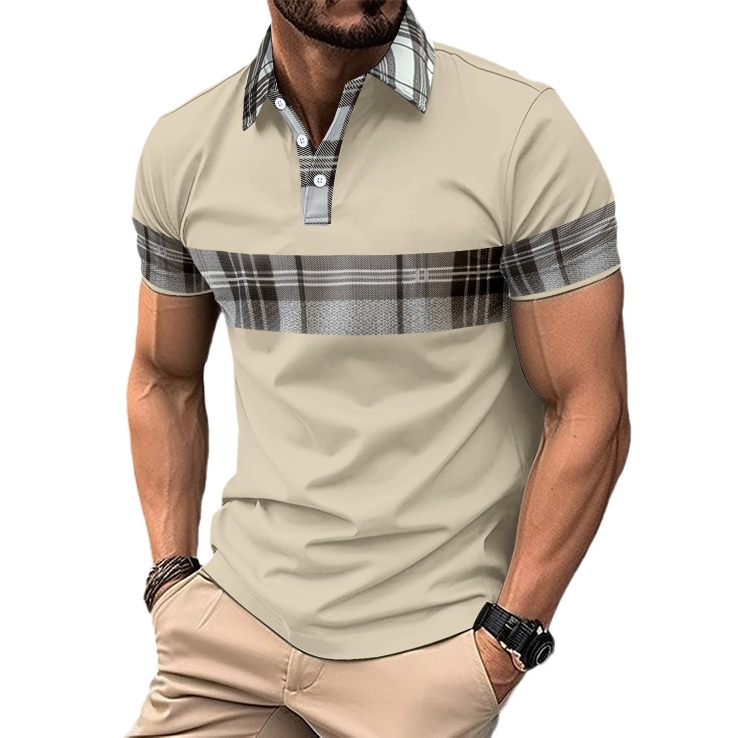 Multicolor Printing Lapel Polo Shirt