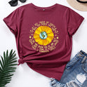 Bee Festival European And American Loose Round Neck Sunflower Short Sleeve