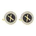 Round Diamond French Cufflinks Men's 26 Letters