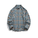 Plaid Long Sleeve Shirt Lapel Retro