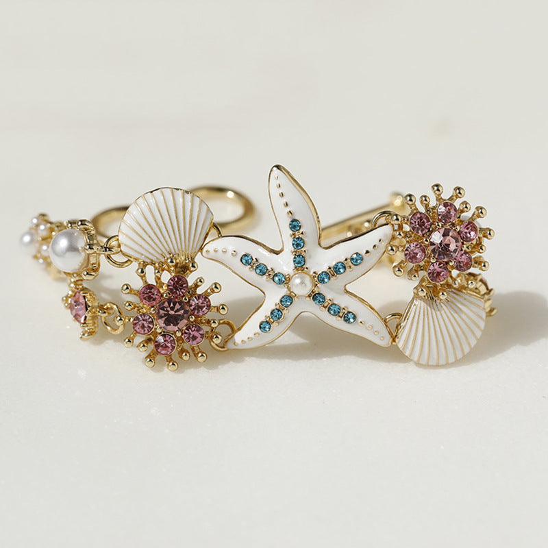 Beach Ocean Starfish Shanhu Bracelet Rhinestone Bracelet For Girls