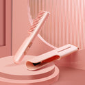 2 In 1 Wireless Straight Hair Comb Portable USB Charging Negative -Ion Smoothing Straightener Curling Comb Hair Brush