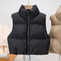 Down Cotton Vest Women Stand-up Collar Thick Warm