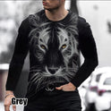 Fall New Loose Round Neck Lion Head Black Men