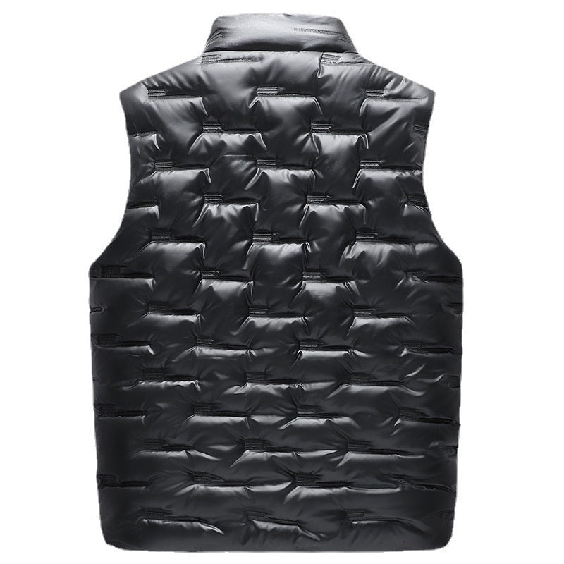 Men's Youth Casual Glossy Vest Warm Down Cotton Vest