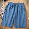 Sports Wide Leg Loose Casual Men's Combed Pure Color Cotton Shorts