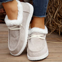 European And American Flat Heel Low Cut Round Head Fleece-lined Thick Furry Warm Women