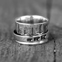 Fashion Silver Elephant And Forest Ring