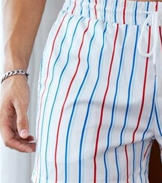 Basic Mass Men's Striped Digital Printed Shorts