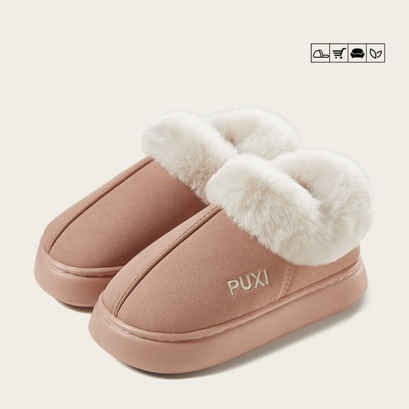 Fluff Cotton Slippers Warm With Velvet Indoor Platform Non-slip