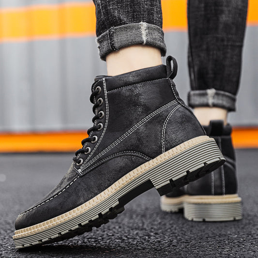 Men's Trend Casual Tooling Boots Retro Fashion Men's Leather Boots