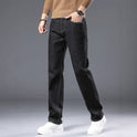 Winter Fleece-lined Thick Jeans Men's Plus Size Loose Straight Casual Trousers