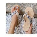 Hemp Rope Platform Knitted Belt Flip-toe Sandals