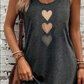 Vibrant Heart Print Crew Neck Tank Dress - Soft, Breathable, Sleeveless Design For Spring & Summer - Women's Casual Clothing For Everyday Wear