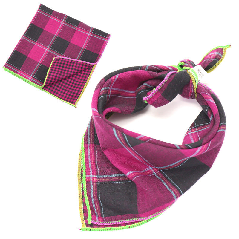 Plaid Double Sided Cotton Pet Scarf