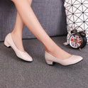 Women's Round Toe Thick Heel Shallow Shoes