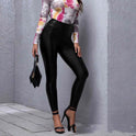 Mid-waist Pu Slim Tight-fitting Hip Sexy Female Leather Pants