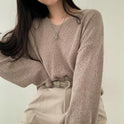 Women's Loose And Lazy Style V-neck Pullover Sweater