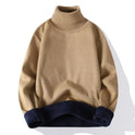 One Piece Fleece Sweater Men's Turnable Solid Color Turtleneck