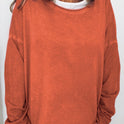 Solid Color Long Sleeve Casual Loose Top Women