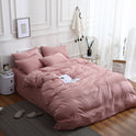 Solid Color Bedding Quilt Cover Four-piece Set Three-piece Bed Sheet Set