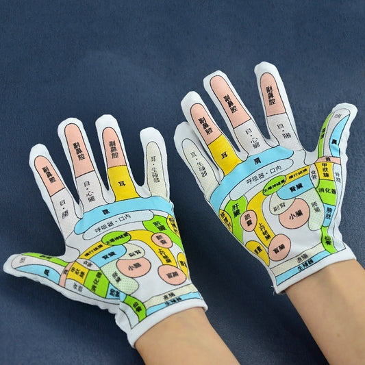 Hand Acupoint Map Meridian Massage Gloves