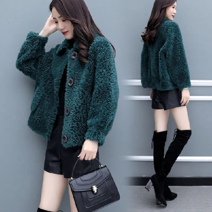 Lamb Wool Coat Women's Short Small Student Sweater