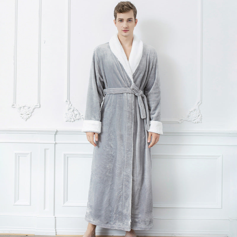 Men's And Women's Simple Thickened Flannel Nightgown