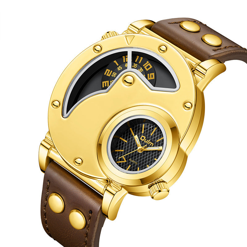 Gold Multi-functional Exaggerated Dial Watch For Men