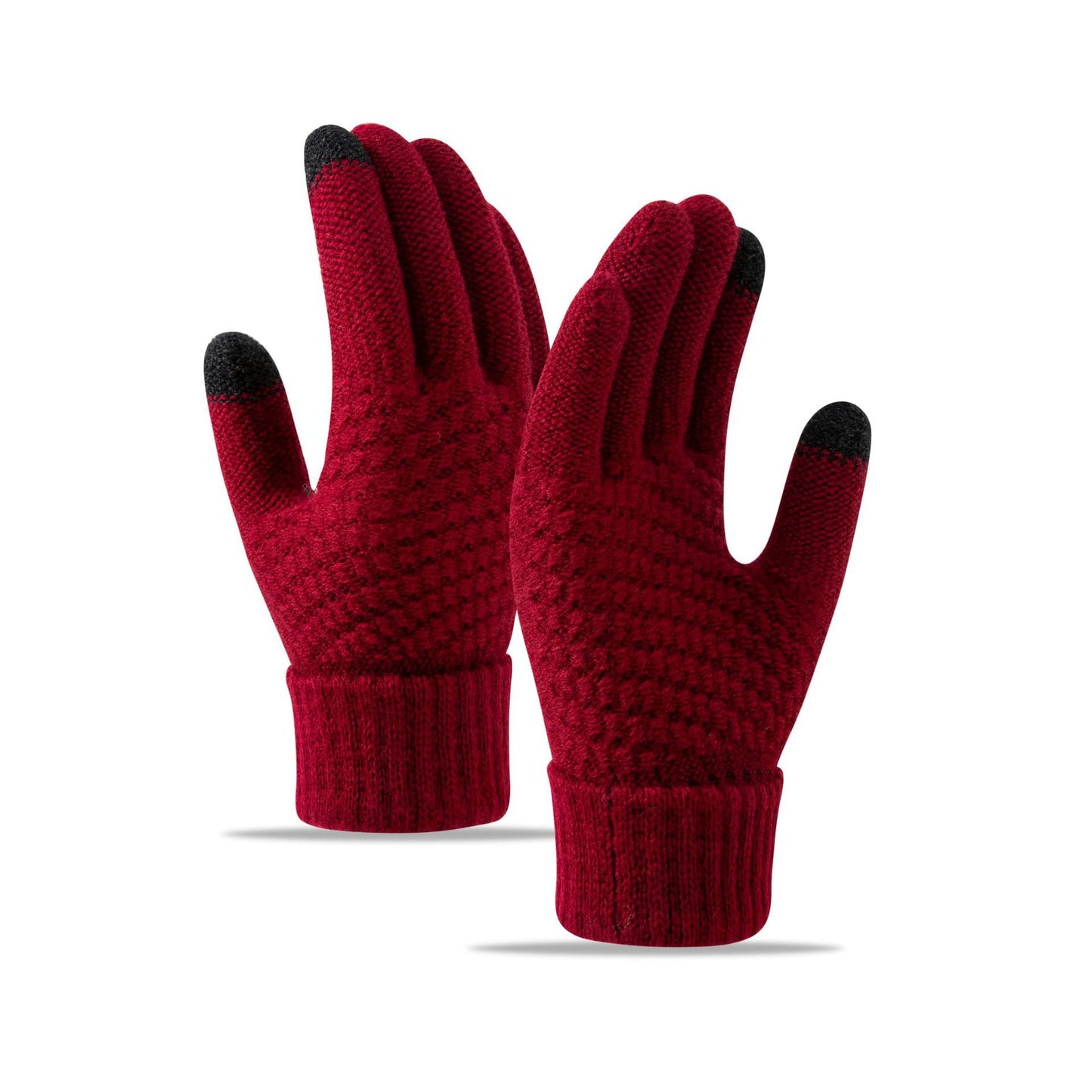 Fleece-lined Wind-proof And Cold Protection Cycling Knitted Warm Gloves