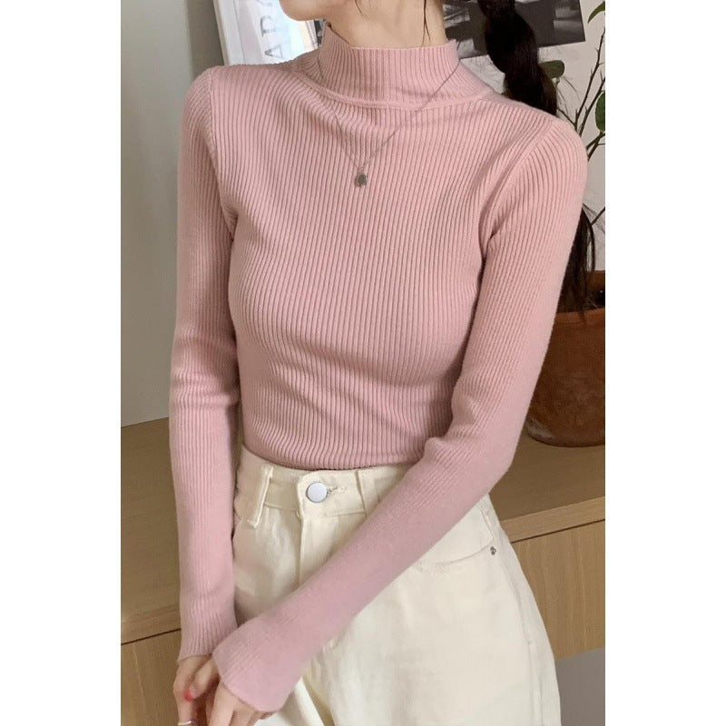 Women's Turtleneck Long-sleeved Shirt Pullover Wool Base Shirt