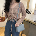 Women's V-neck Long Sleeve Top Loose Hollow Sweater