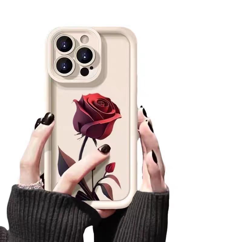 Red Rose Phone Case For Personality Frosted Silicone Drop-resistant 1